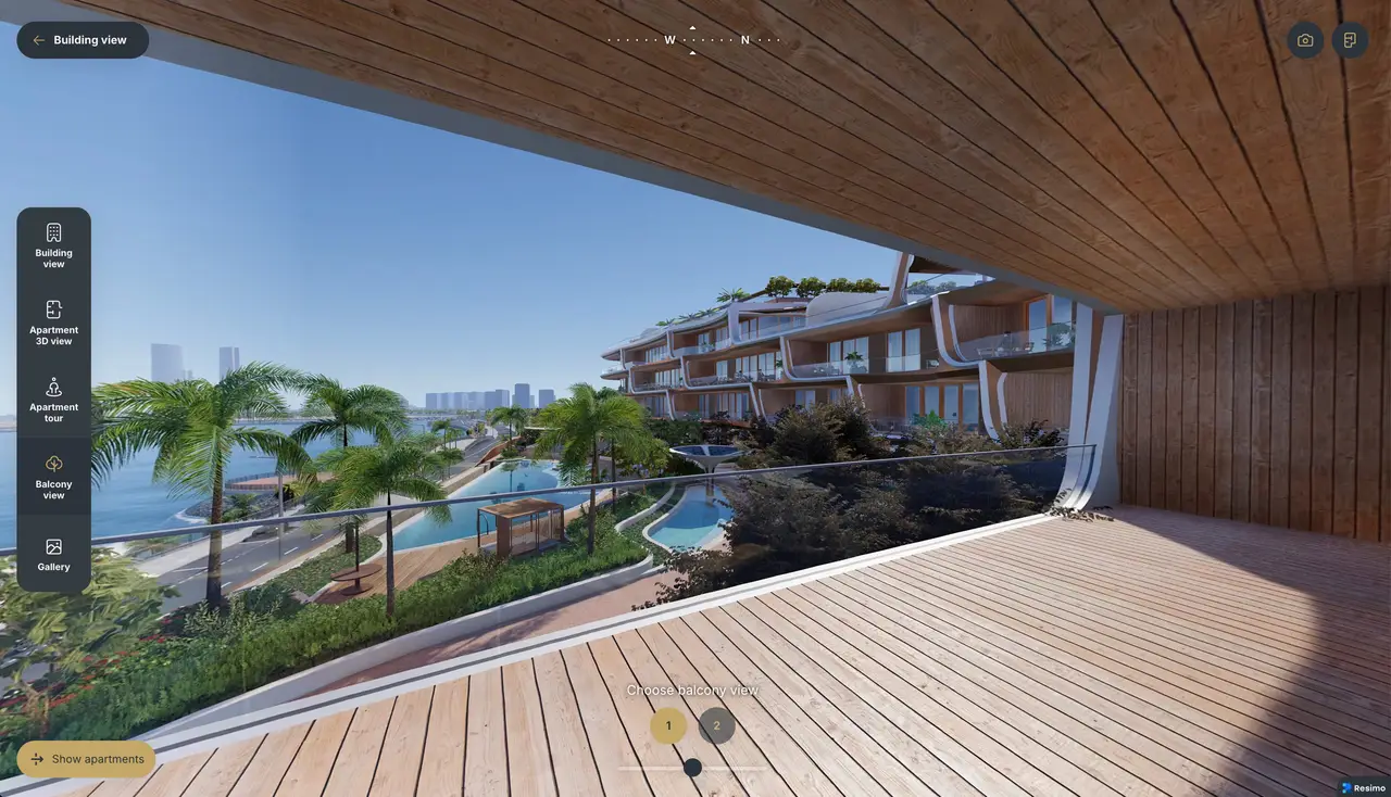 View from an apartment balcony in the All-in-one app